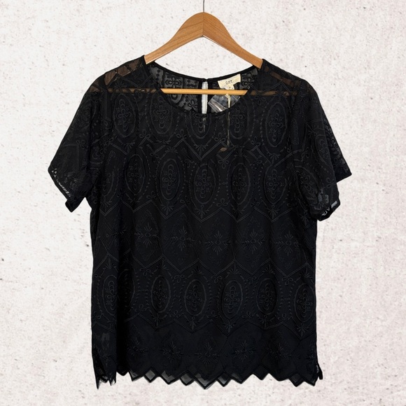 Ott Black Boxy Blouse with Short Sleeves NWT - Picture 1 of 4